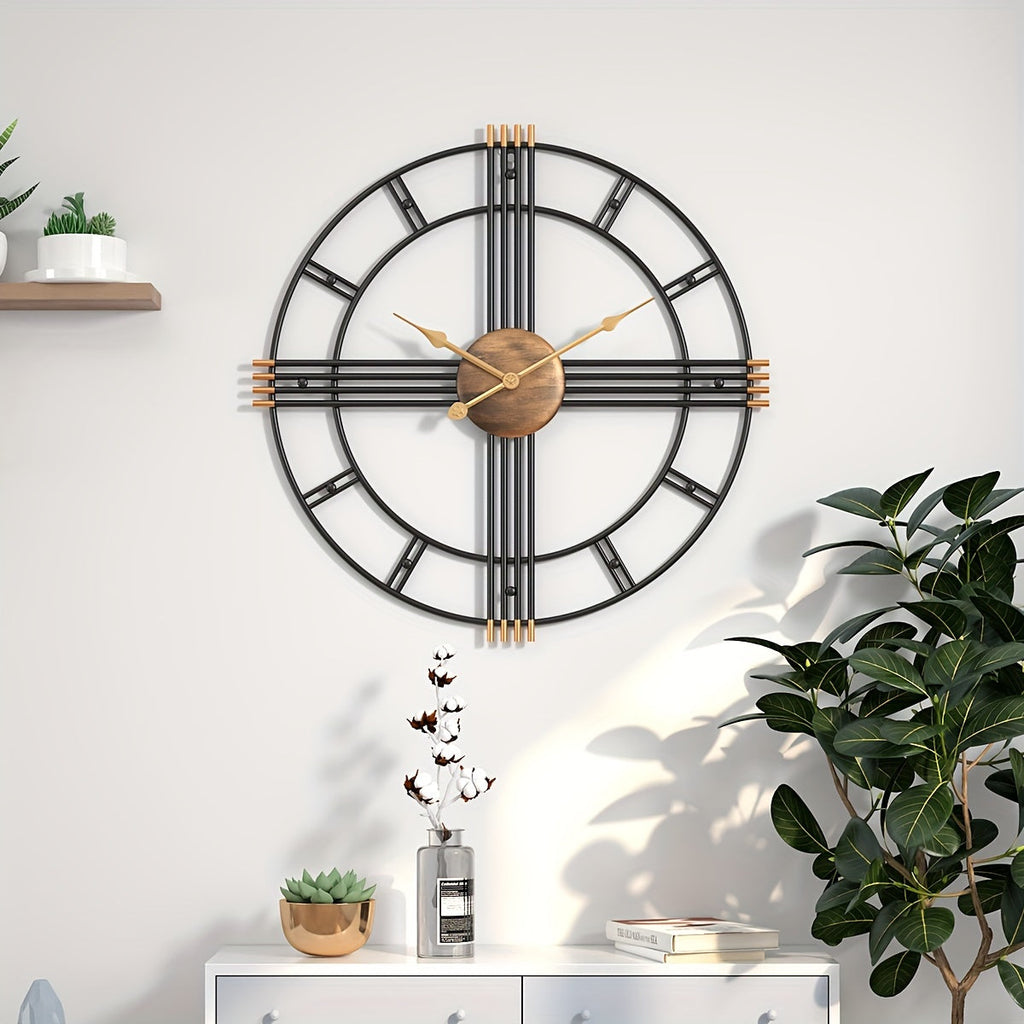 Modern Minimalist Cross Wall Clock with Structured Geometric Frame and Silent Motion - Euroselle
