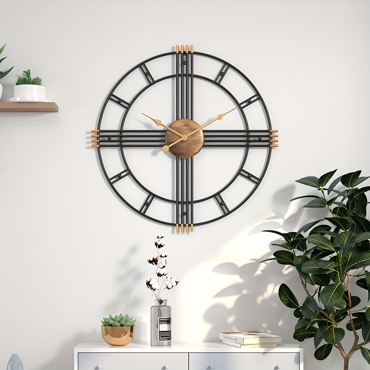Modern Minimalist Cross Wall Clock with Structured Geometric Frame and Silent Motion - Euroselle