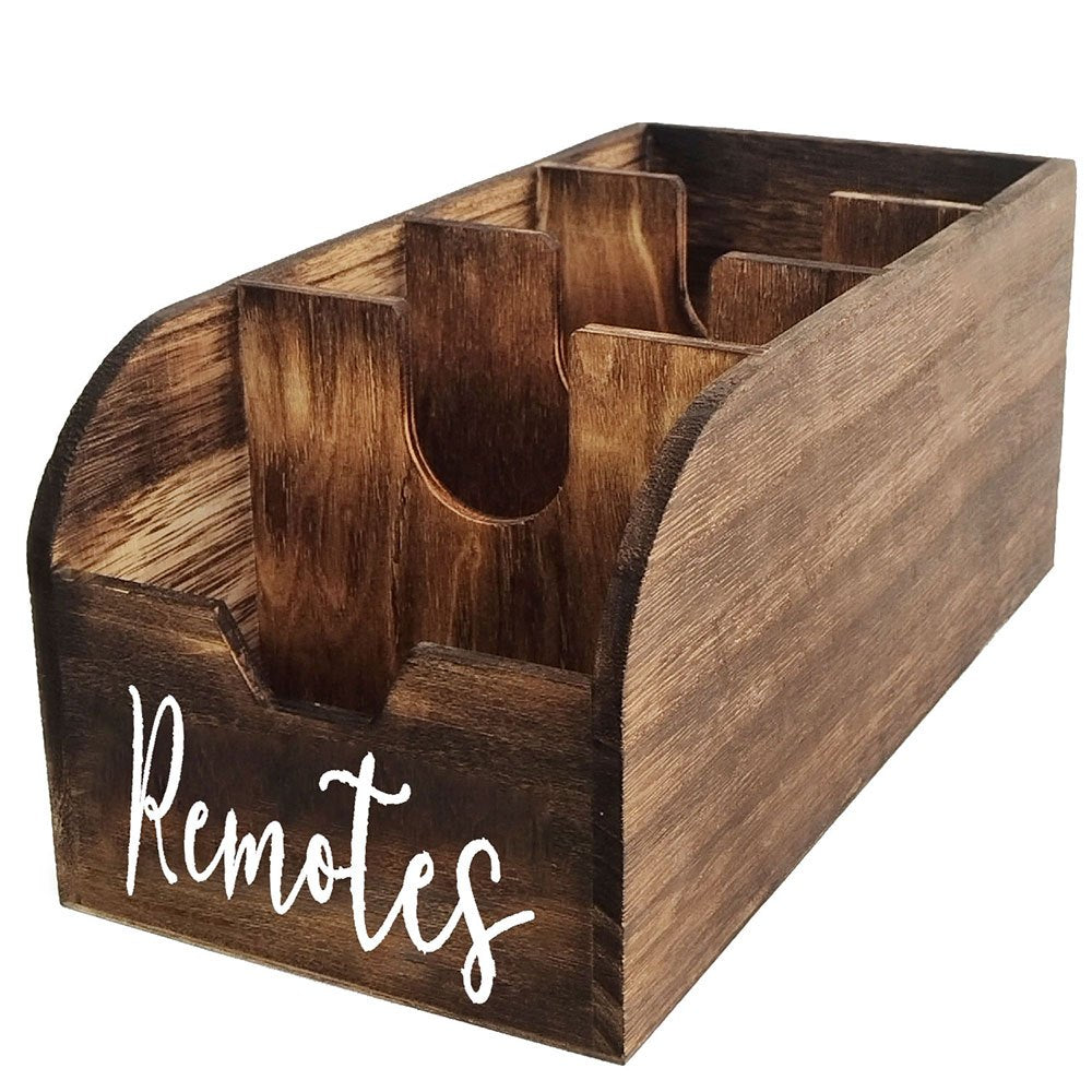 4-Compartment Wooden Remote Organizer Box | No Electricity Needed - Euroselle