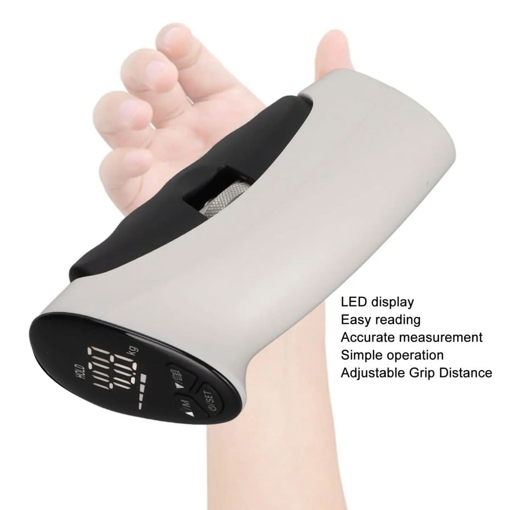 GripMaster 数字握力计——LED 显示屏，实时及峰值握力追踪，紧凑设计