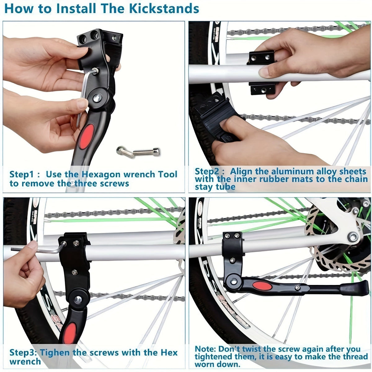 Verstellbarer Fahrradständer, 12.9-14.9 Inches, Seitenständer aus Aluminium für Rennräder, Hybridräder, Pendlerräder und E-Bikes, universell passend und leicht