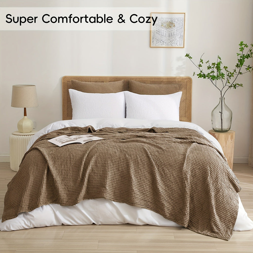 Lightweight Waffle Throw Blanket for Cozy All-Season Comfort - Euroselle
