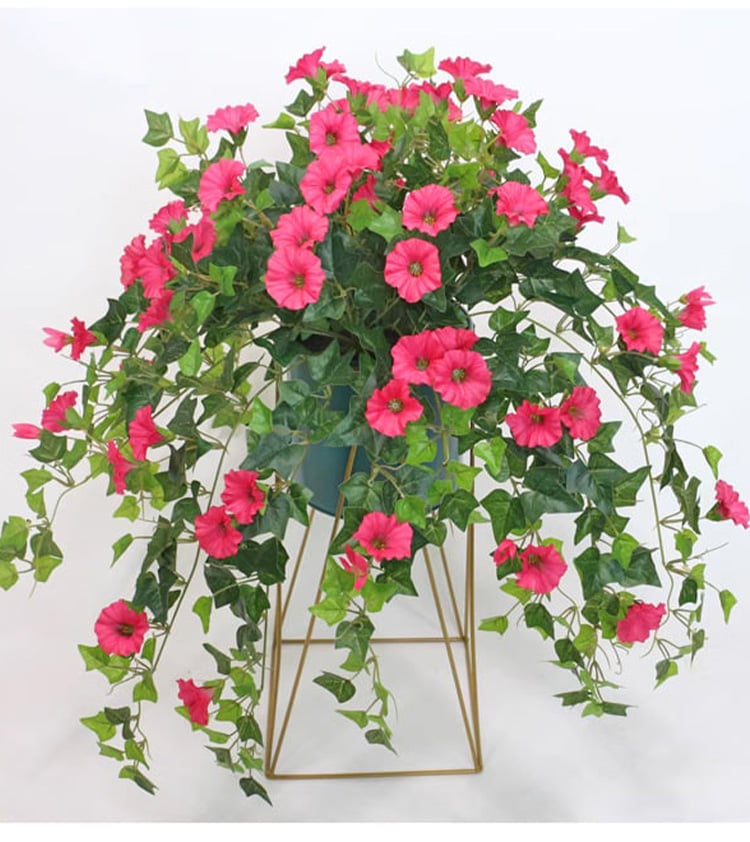 Kunstmatige ochtendgloriarank, 35 in, 44 bloemen, uv-bestendig