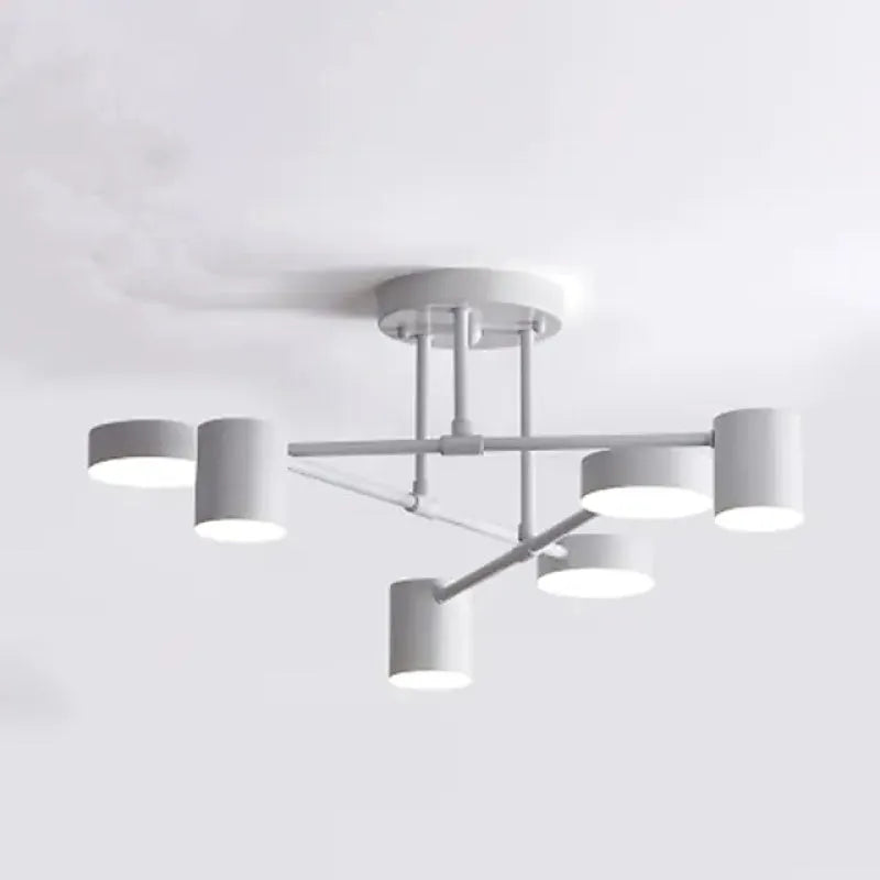 Six-Arm Adjustable White Metal Flush Mount Light, 22-Inch, 3 Modes