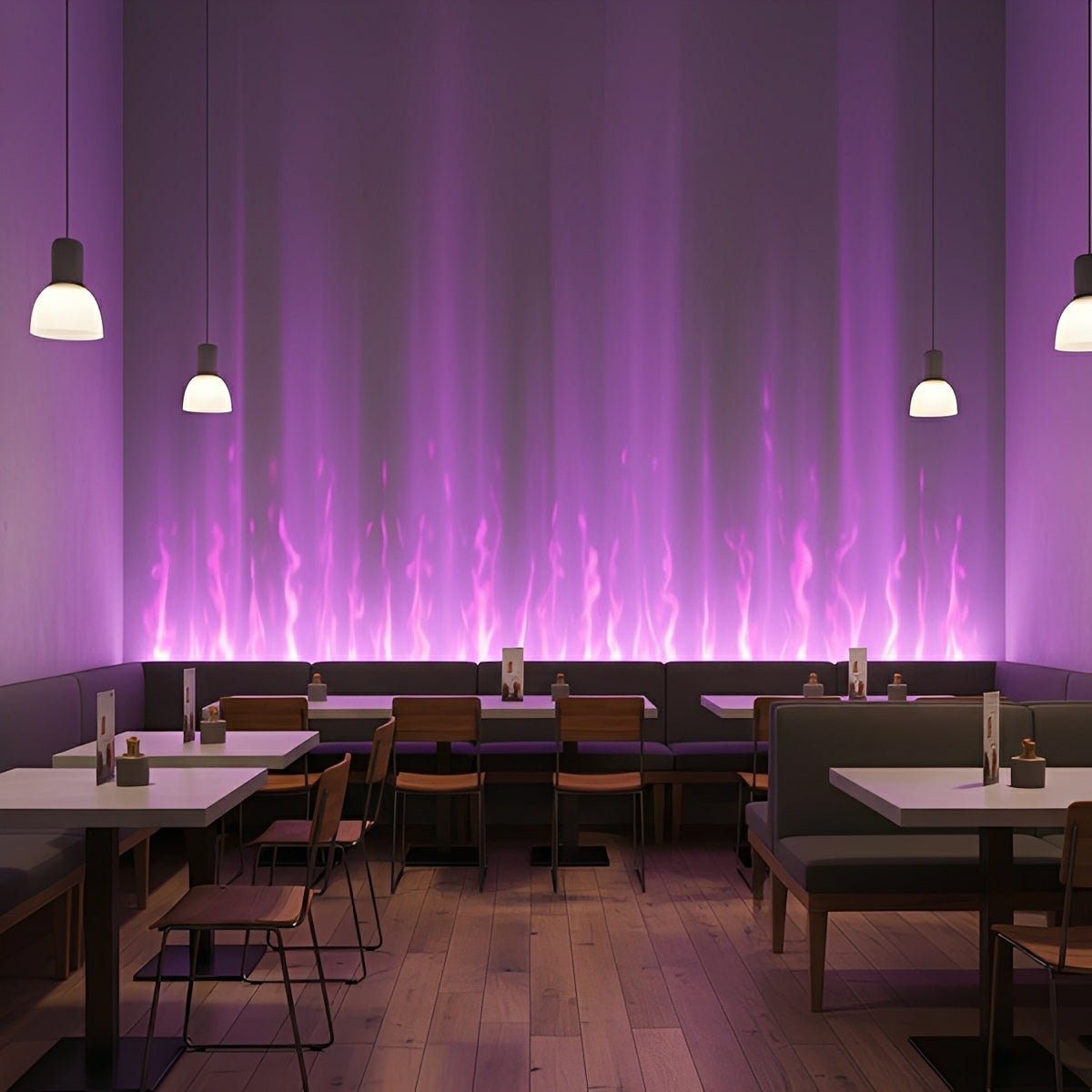 Animert LED-vegglampe, 39 in, aluminium, med flamme- og vanneffekter, RGBW-fargeskift, fjernkontroll, til stue, soverom, bar eller hotell, moderne