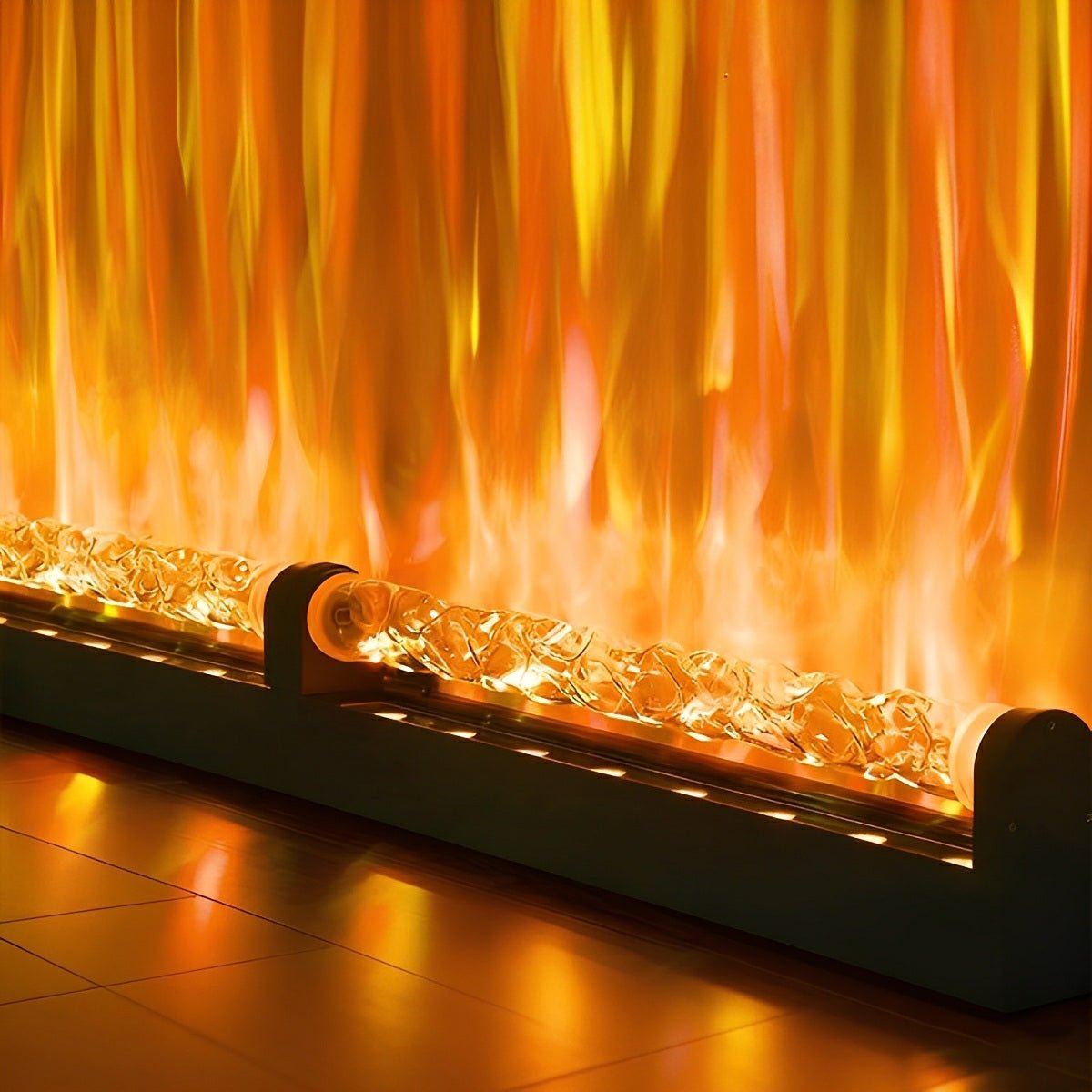 Animert LED-vegglampe, 39 in, aluminium, med flamme- og vanneffekter, RGBW-fargeskift, fjernkontroll, til stue, soverom, bar eller hotell, moderne