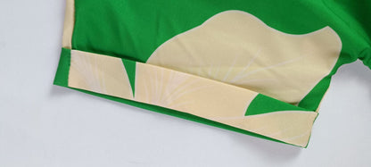 Blouse Robe Imprimée à Col Revers