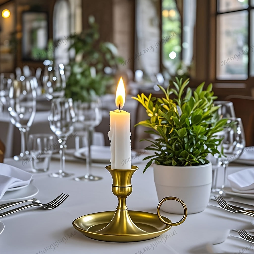 Eleganter goldener Metall-Kerzenständer - Euroselle
