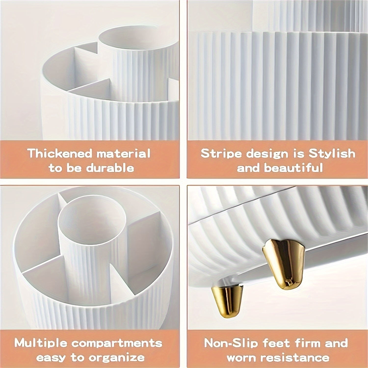Plastic 360° Rotating Makeup Storage with 5 Sections - Euroselle