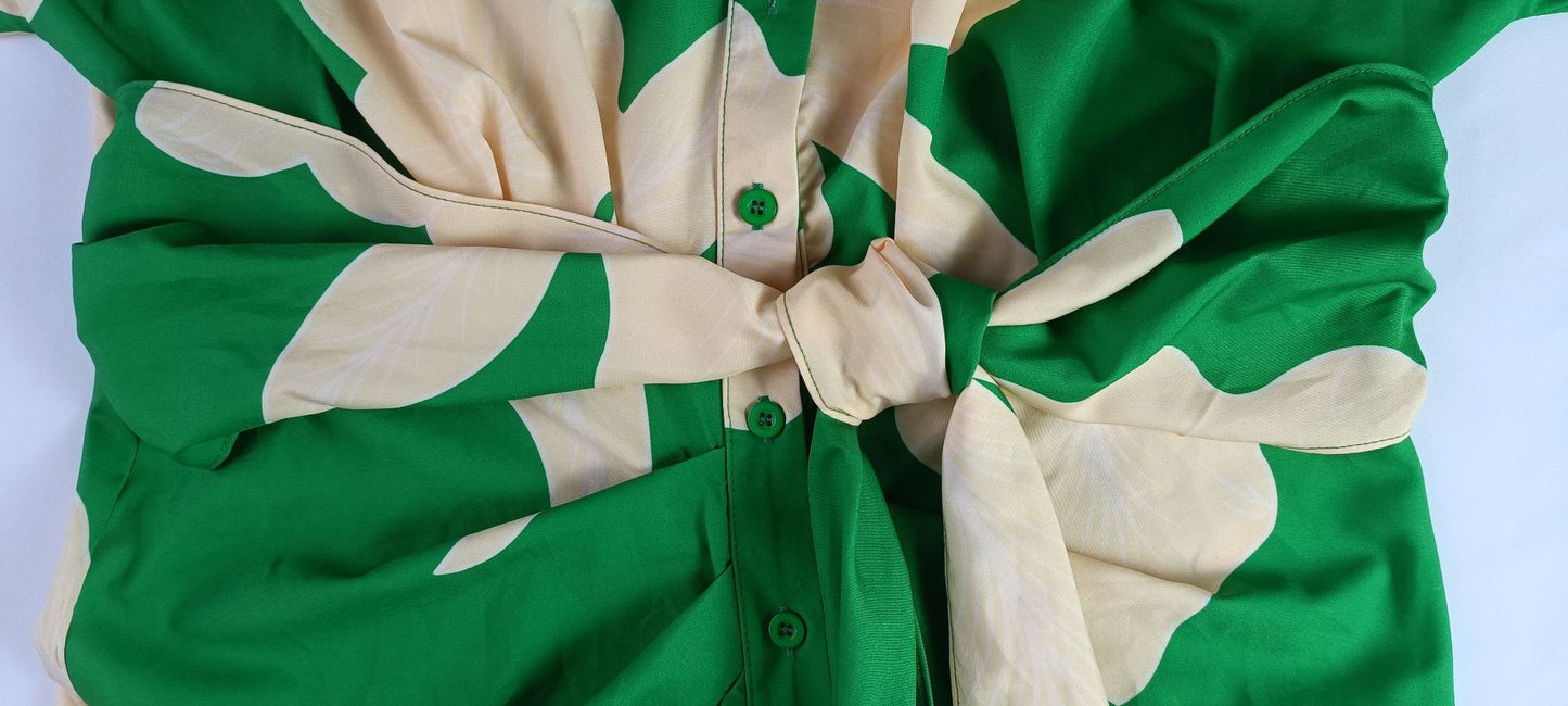 Blouse Robe Imprimée à Col Revers