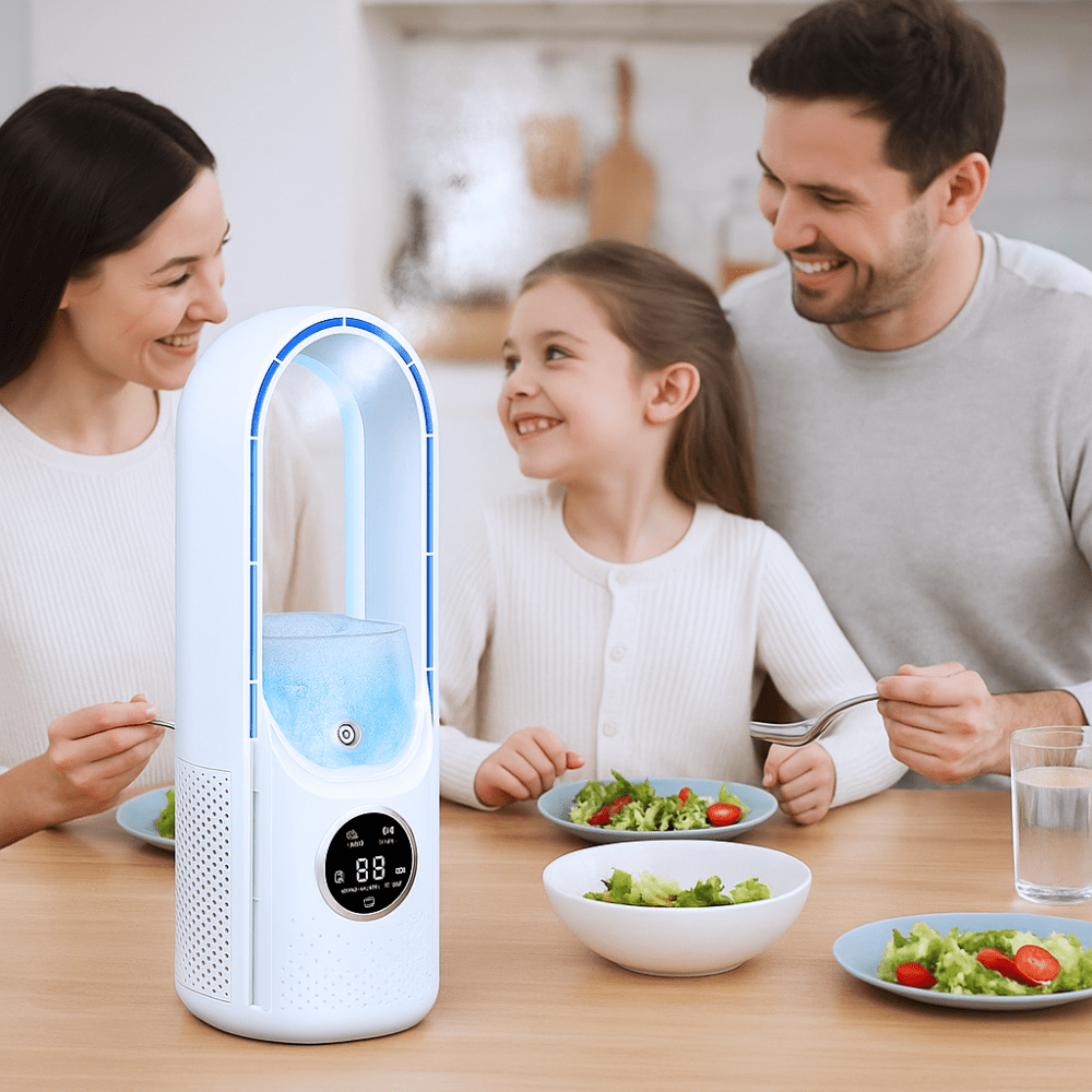 Rafraîchisseur d’air sans pales alimenté par USB — unité de refroidissement portable avec réservoir d’eau intégré de 100 ml