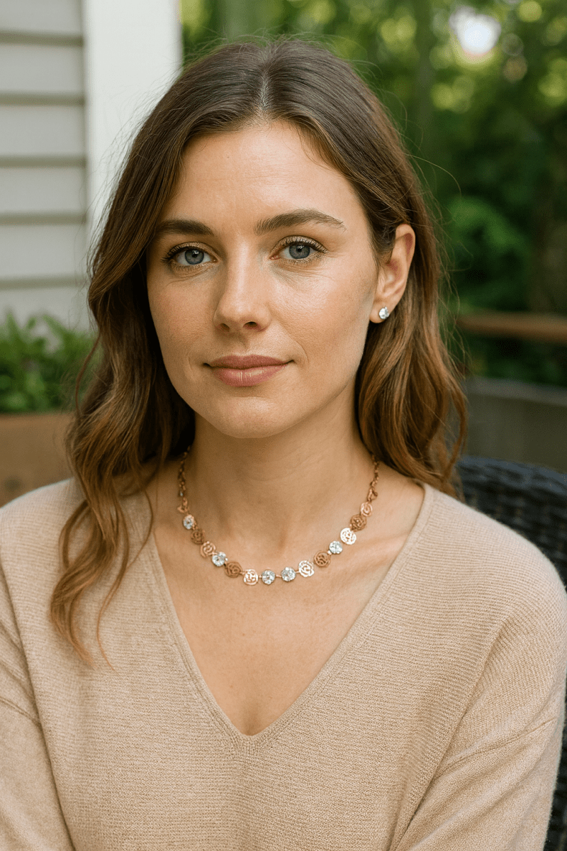 Emerald Enchantment Jewelry Set — Iron Mariner Link Choker and Earrings, Green Stones