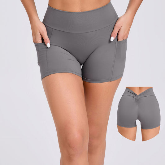 Short Yoga Taille Haute avec Poches Latérales Femme - Sport Confort