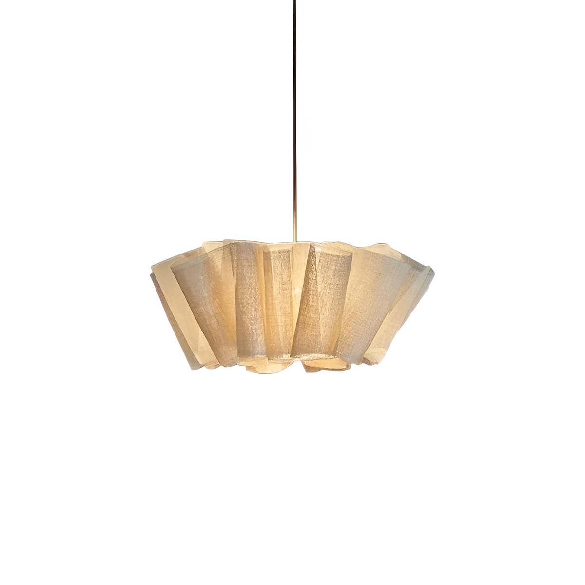 16 in Warm Cream Pleated Fabric Shade Hanging Ceiling Lamp