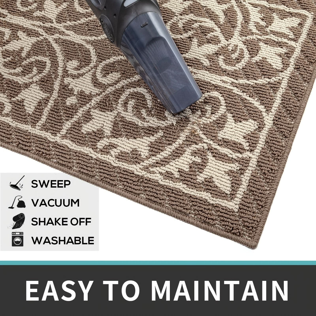 Entryway Mat — Low-Profile Non-Slip Rubber Backing, Washable