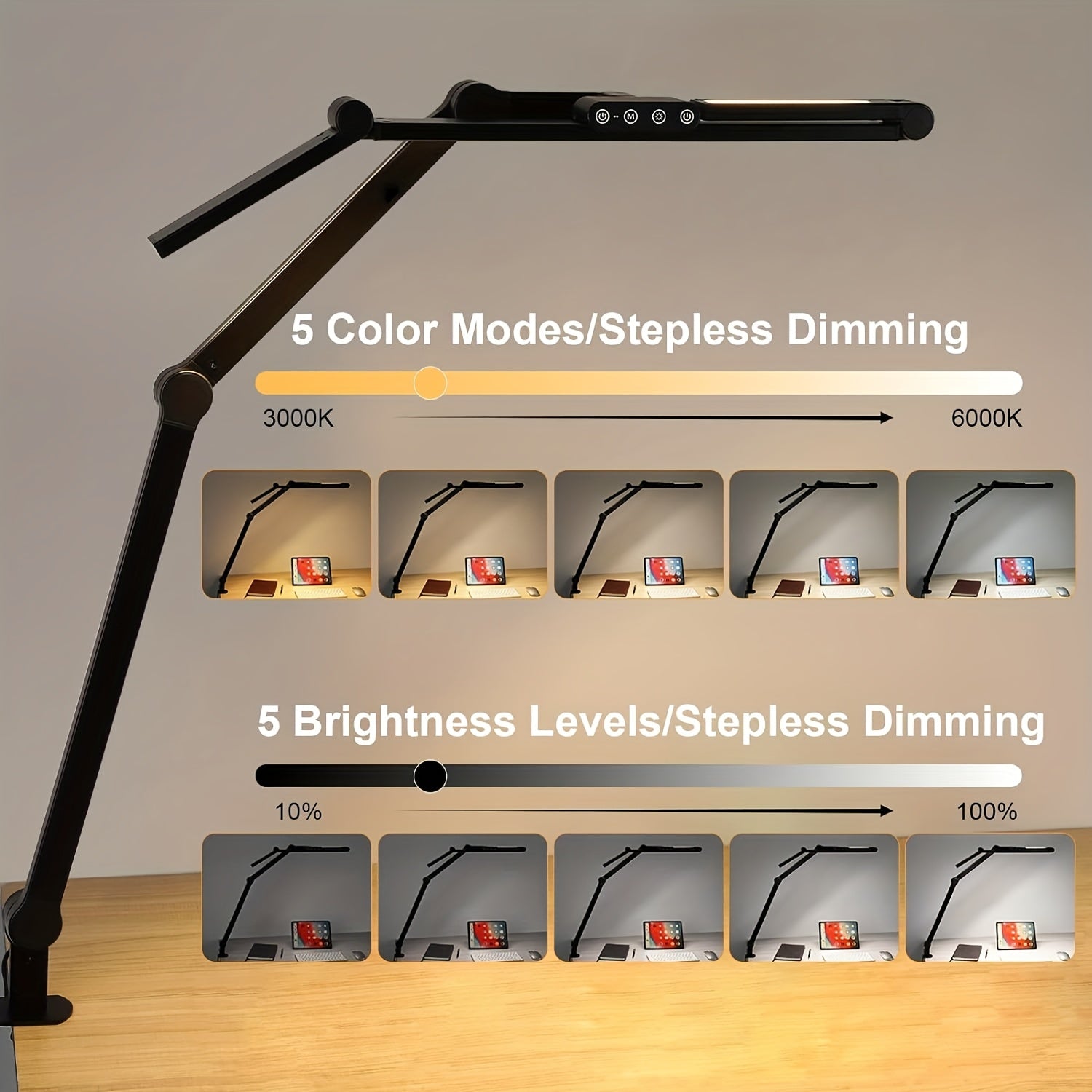 24W Adjustable LED Desk Lamp with Clamp - Euroselle