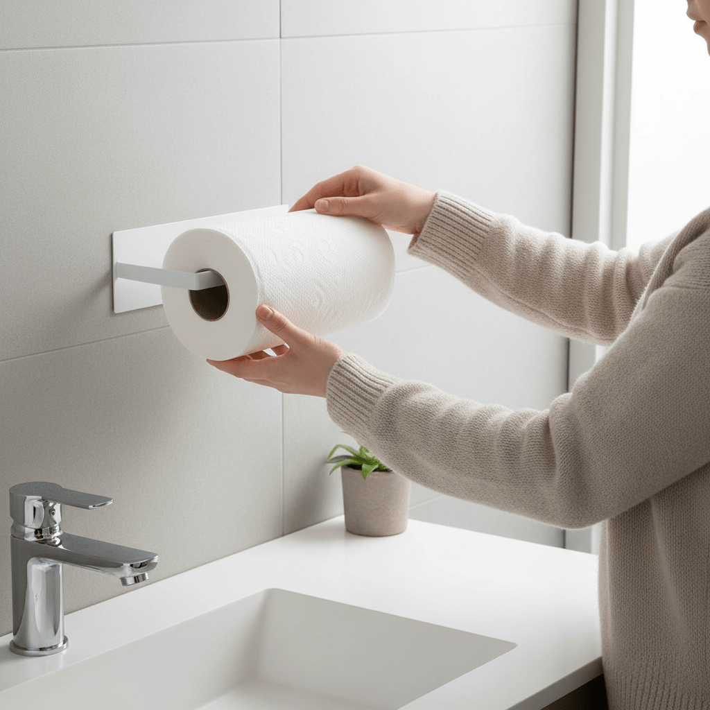Suport de perete IronNest pentru prosoape de hârtie — construcție durabilă din fier, suport care eliberează blatul de bucătărie