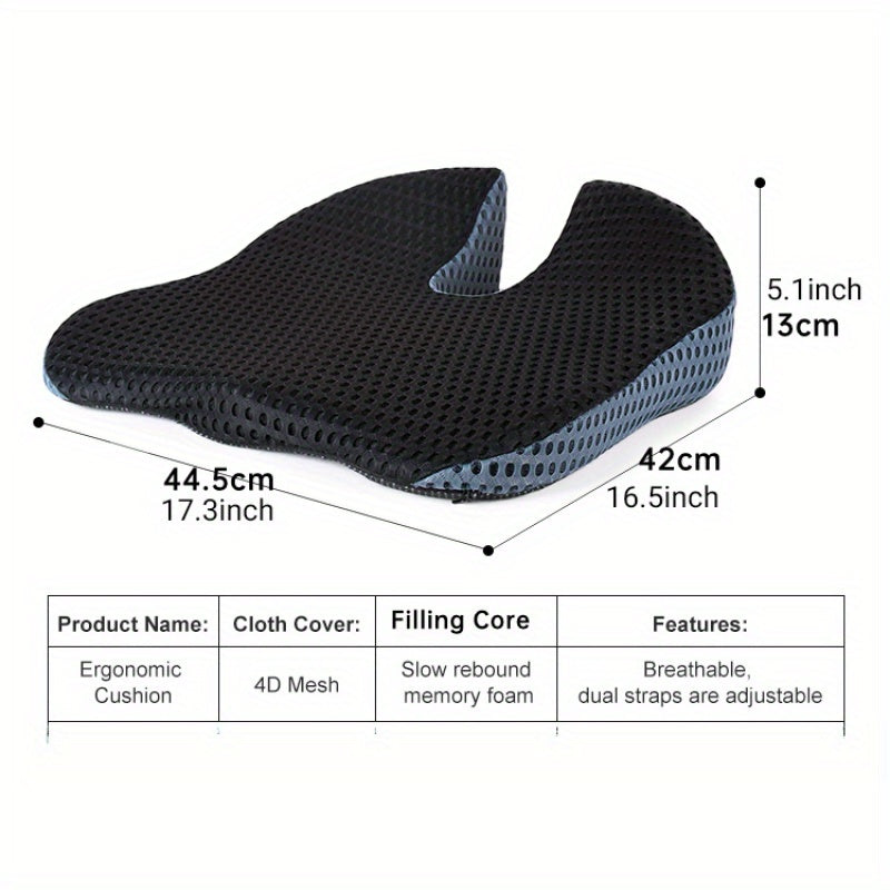 Cojín triangular para asiento de coche — espuma viscoelástica, malla transpirable, antideslizante