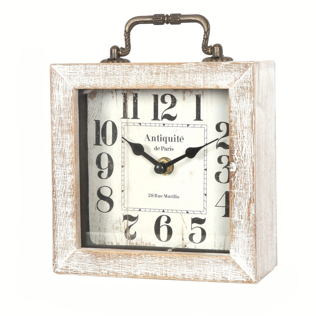 Rustic Wooden Shelf Clock with Glass Cover for Home Decor - Euroselle