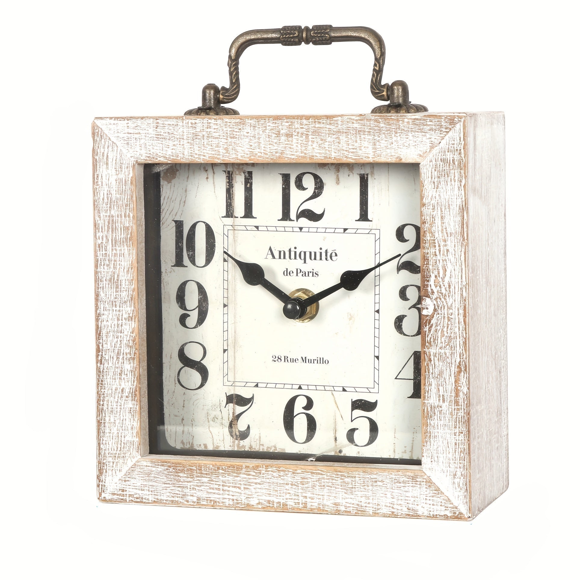 Rustic Wooden Shelf Clock with Glass Cover for Home Decor - Euroselle