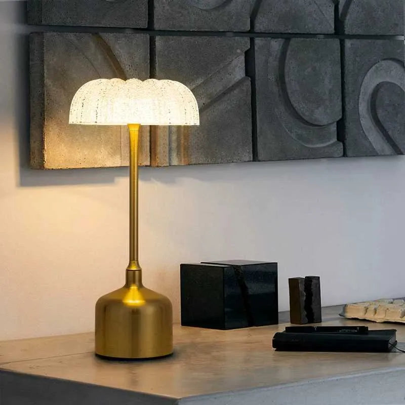 Table Lamp Rechargeable Dimmable Acrylic Floral Design | Euroselle