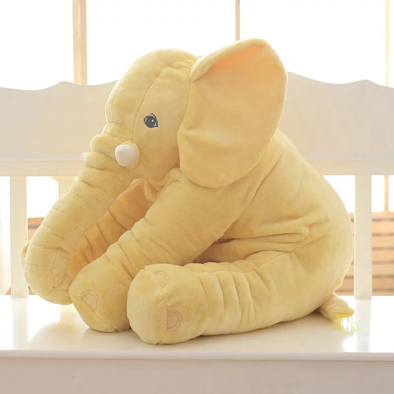 Plush Elephant Toddler Cushion — Gray, Blue, Pink, Purple & Yellow