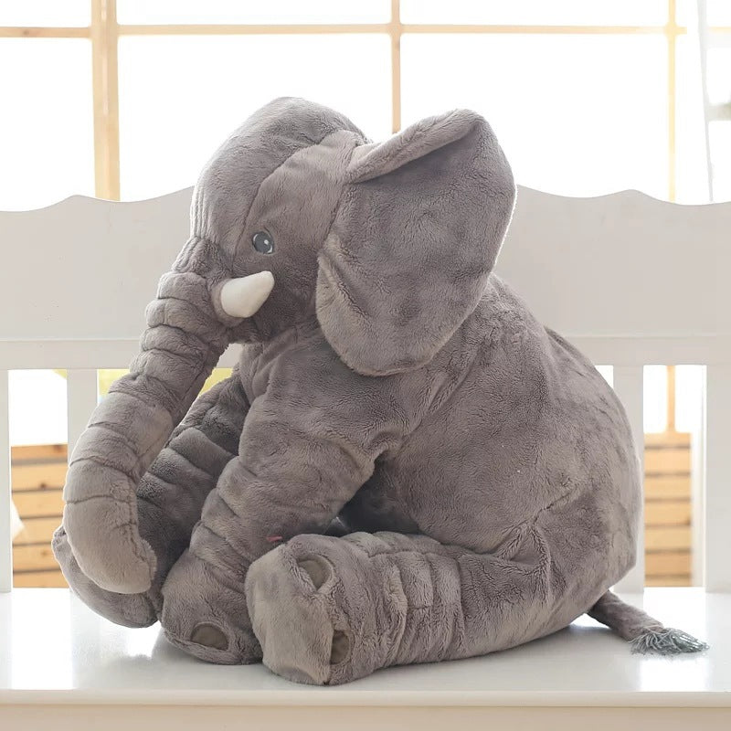 Plush Elephant Toddler Cushion — Gray, Blue, Pink, Purple & Yellow
