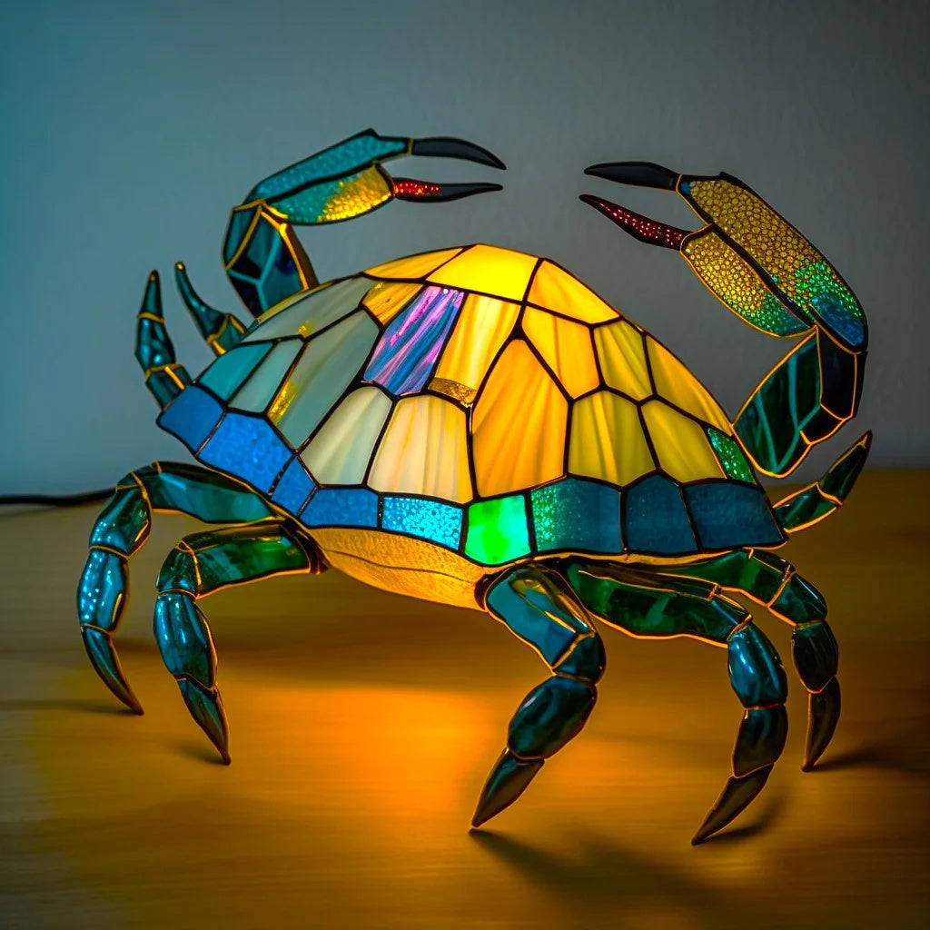 Stolní lampa se zvířecím motivem z barevného skla a LED světlem měnícím barvy – ručně vyráběný kovový a skleněný doplněk do ložnice, obývacího pokoje a dětského pokoje | Thomler
