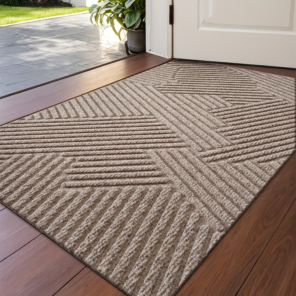 Geometrisch gestreifte Fußmatte, rutschfester Eingangsbereich-Teppich - Euroselle