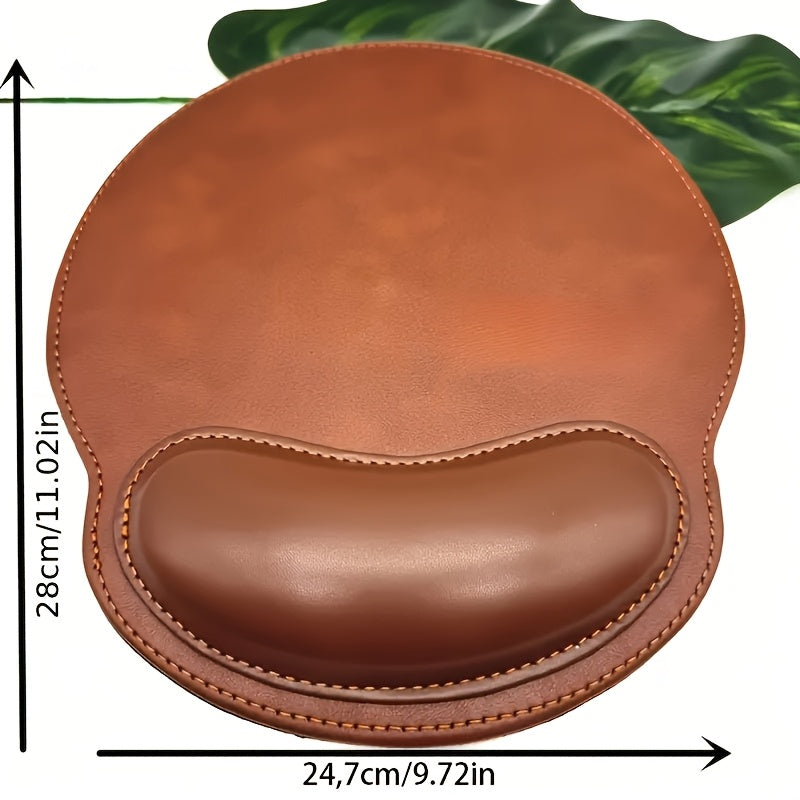 Non-Slip Ergonomic Faux Leather Mouse Pad Brown - Euroselle