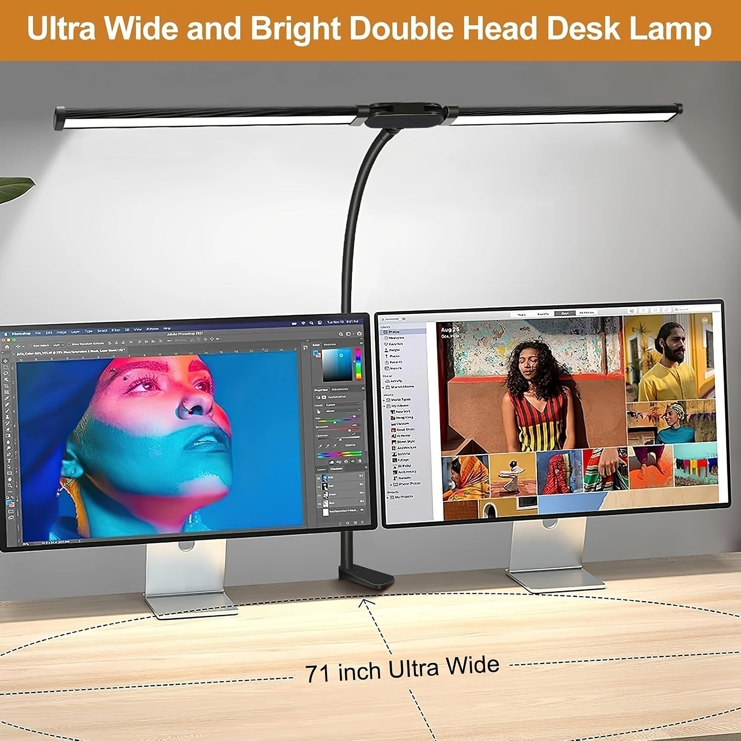 Modern USB Powered Dual-Head LED Table Lamp with Flexible Gooseneck - Euroselle