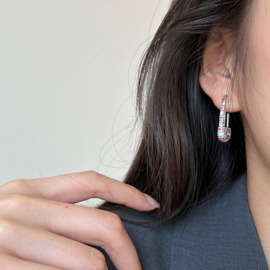 Boucles d'oreilles Luxe en Zircon - Élégance Dopamine Multicolore