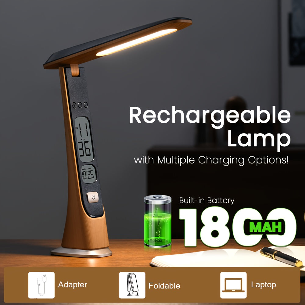Foldable Portable LED Desk Lamp with Time Display - Euroselle