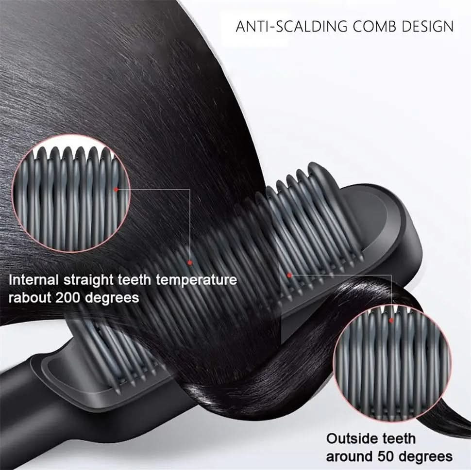 Piastra lisciante per capelli con spazzola in ceramica LumaGlide — Testina con spazzola integrata, setole anti-crespo