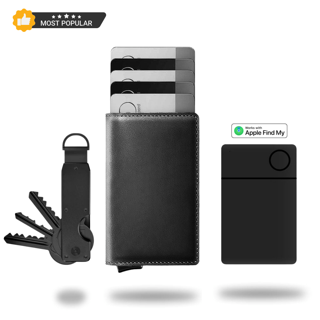 RFID-Blocking Leather Billfold — Pop-Up Aluminum Card Holder