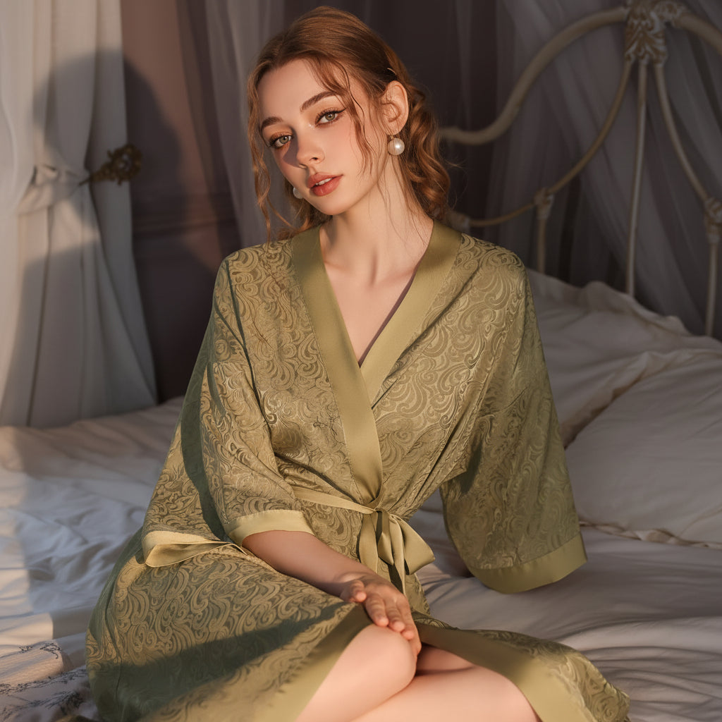 Elegant satin natbeklædning til kvinder lang ydre kappe - Euroselle