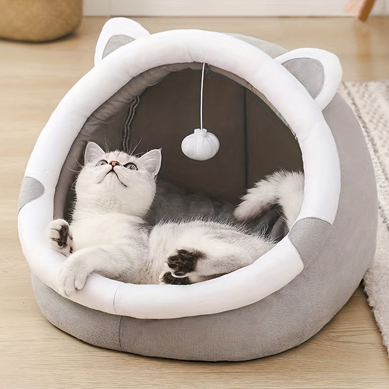 Soft Cozy Cat Cave Bed Cute Plush Hideout for Cats - Euroselle