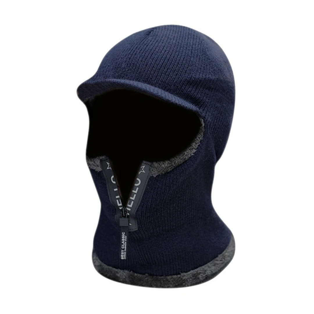Winter-Strick-Balaclava - Fleecefutter, Gesichtsschutz mit Reißverschluss