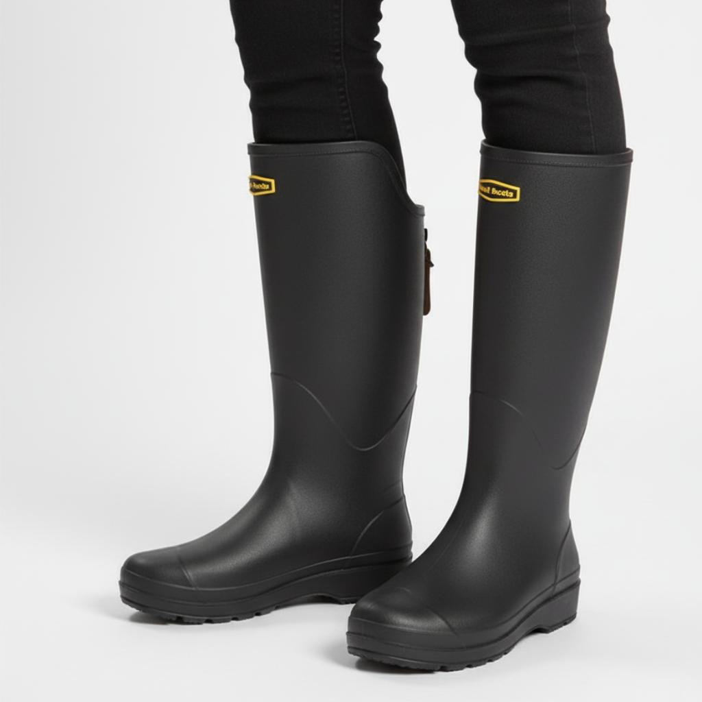 Knehøye vanntette gummistøvler for kvinner og menn - slip-on