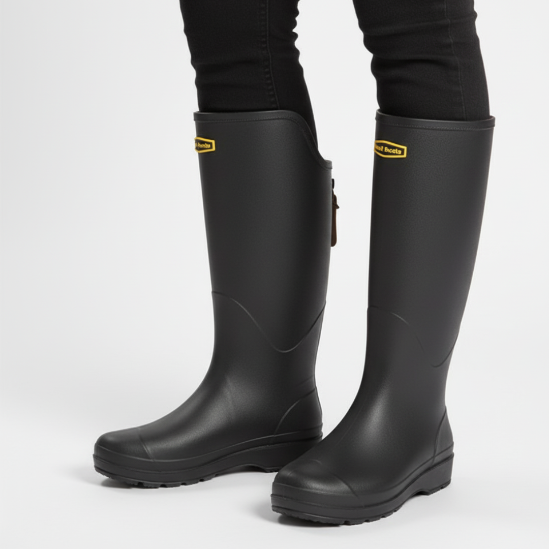 Knehøye vanntette gummistøvler for kvinner og menn - slip-on