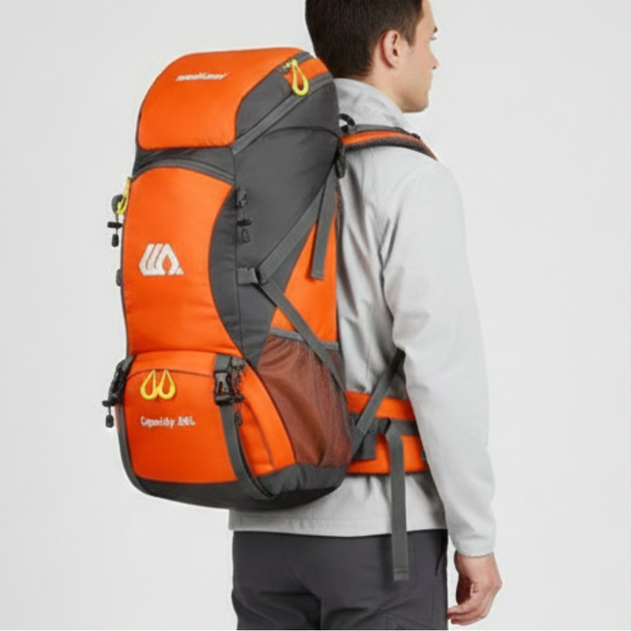 50L Hiking Backpack — Shoe Compartment, Padded Straps & Hip Belt
