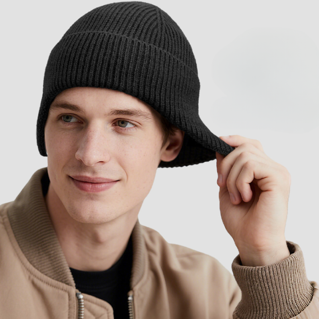 Fleece-Lined Thermal Knit Hat with Ear Flaps for Winter