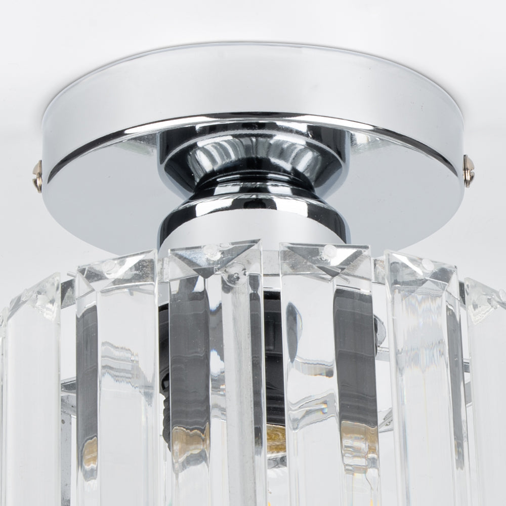 Black Gold Crystal Flush Mount Light Fixture — E27 Socket