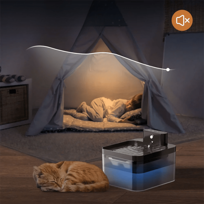 Fuente de agua para gatos AquaPulse — filtración de agua activada por un sensor de movimiento inteligente