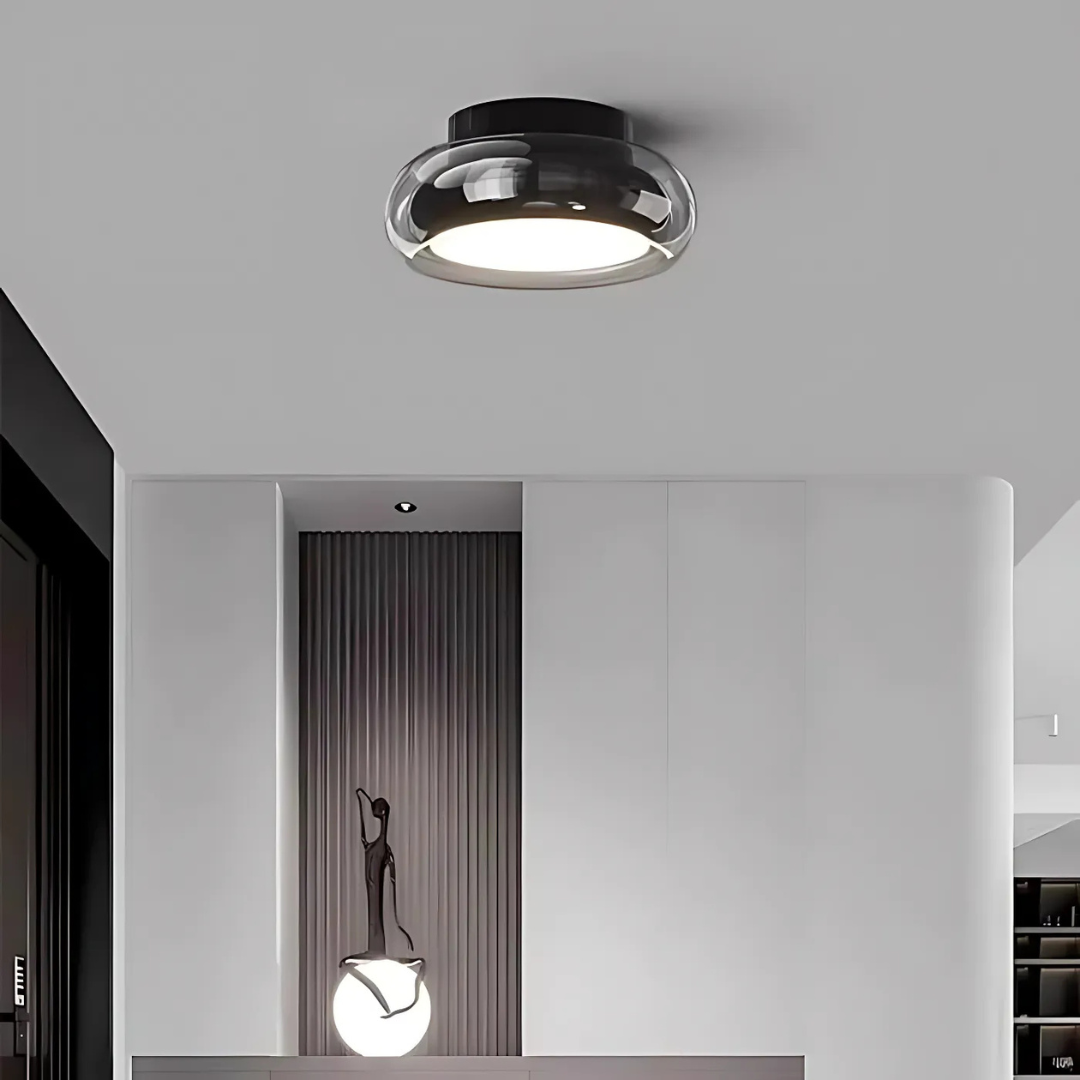 12-Inch 24W LED 吸顶灯，琥珀色玻璃，暖白光