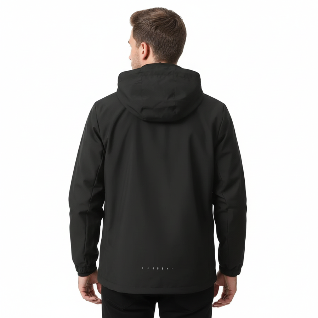 Veste de pluie légère à fermeture éclair pour homme — coque respirante à capuche