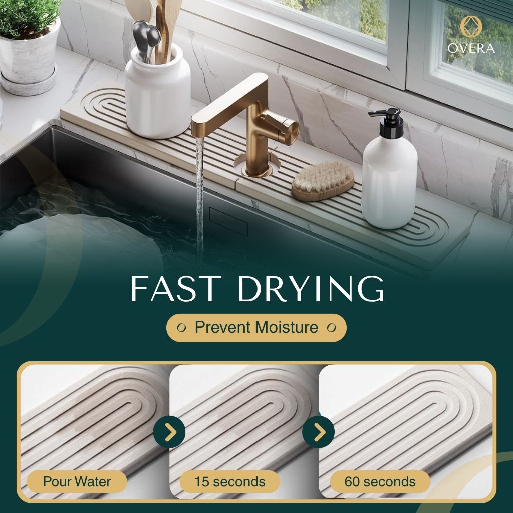 Diatomite Kitchen Sink Mat 23.6 in — Fast-Drying, Water-Absorbent