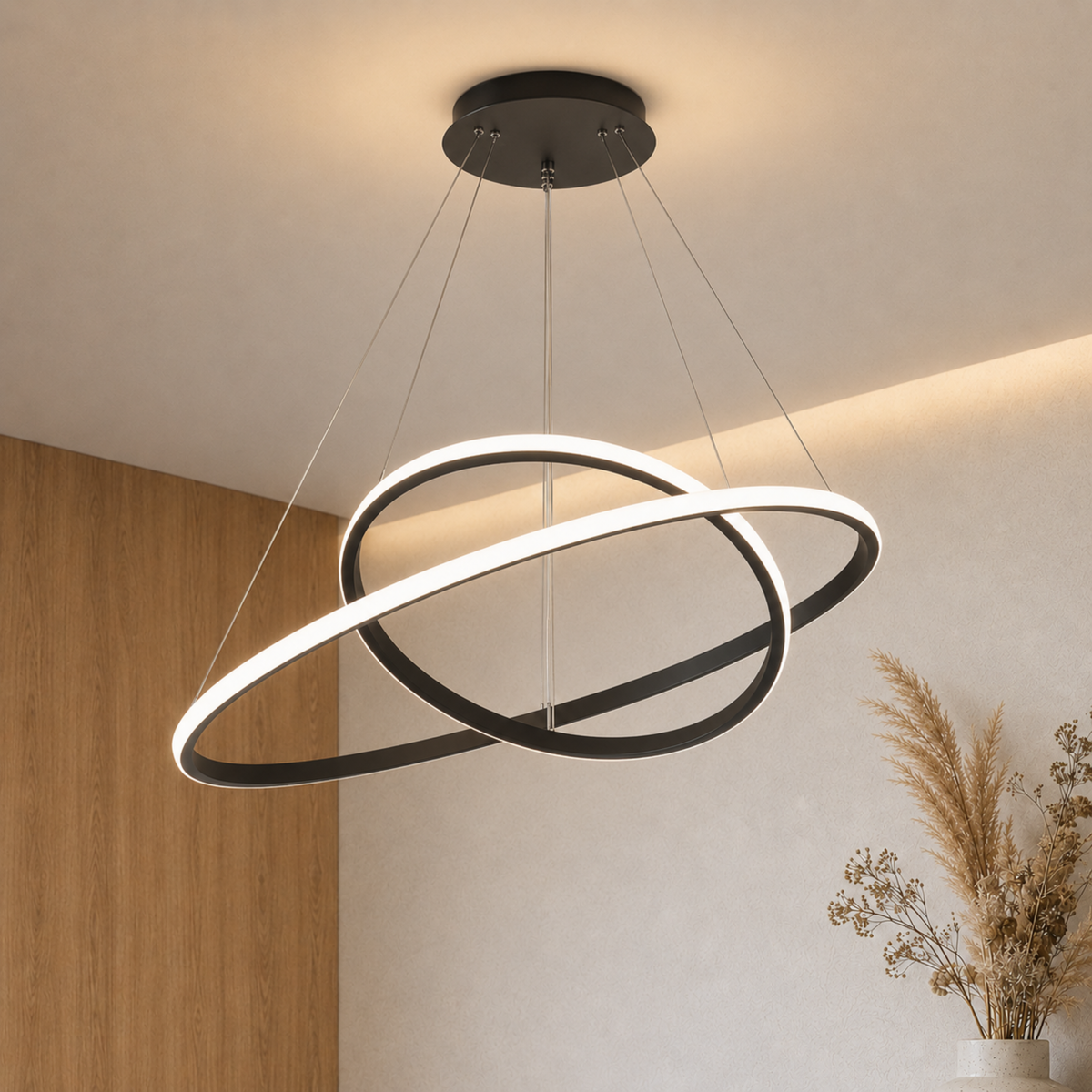LED-Ring-Pendelleuchte, Kronleuchter und Deckenleuchte — Gold