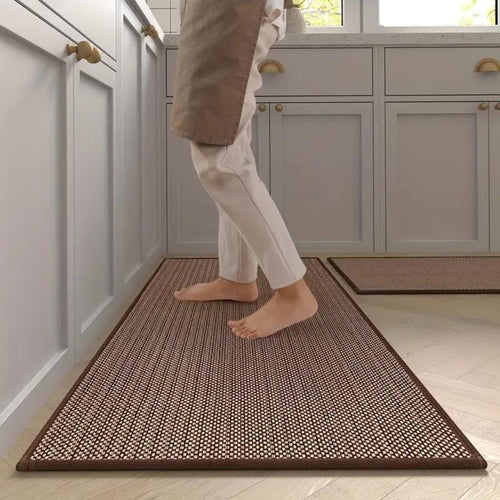 2-Piece Beige Anti-Fatigue PVC Foam Mats — Non-Slip, Washable