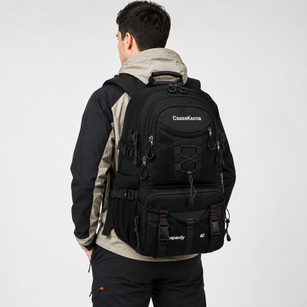 Sac à dos de randonnée de 40L résistant à l’eau — Port USB, compartiment pour ordinateur portable
